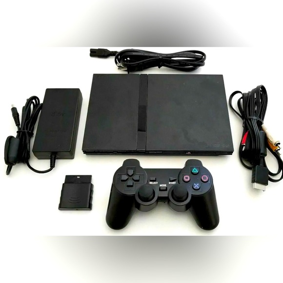 SONY PS2 SLIM VIDEO GAME SYSTEM - GAMING BUNDLE CONSOLE SET PLAYSTATION2! 10/10 - Picture 1 of 3
